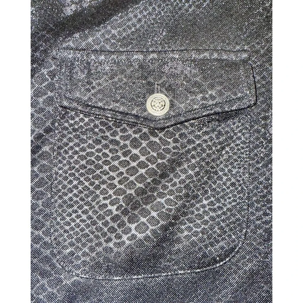 Beaugent Men's Black‎ Textured Long Sleeve Button-Down Shirt Size L luxury snake